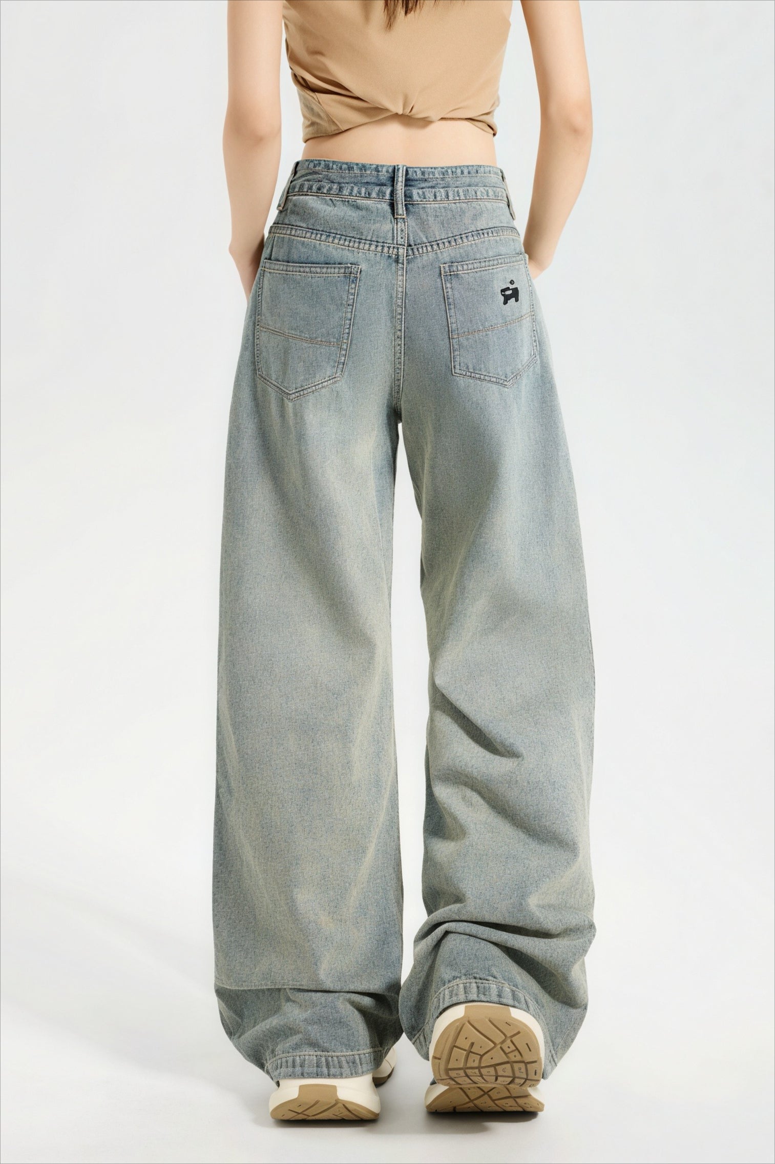 Cute Dog Embroidered Vintage Loose Jeans image 3