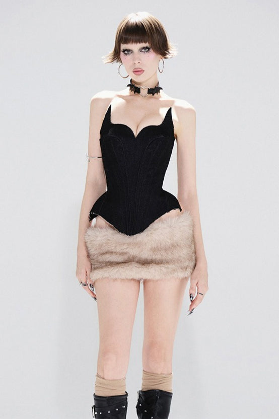 Solid Color Backless Tube Fleece Two Piece Set image 1