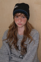 Pure Wool Cat Pattern Color Block Soft Knitted Hat image 4