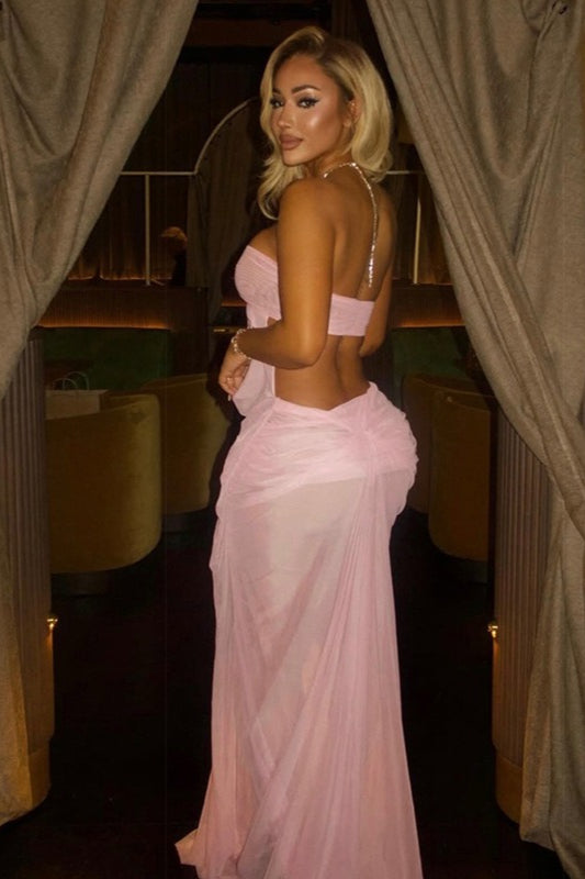 Irregular Sheer Tulle Patchwork Metal Decorative Prom Dress image 2