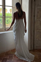 Loose V Neck Ruffled Halter Tulle Maxi Dress image 6