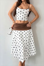 Sexy Polka Dot Tie Back Crop Top Two Tone Skirt Sets image 6