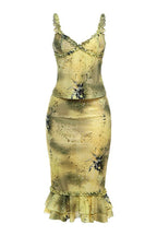 V Neck Ruched Ruffle Floral Print Midi Dress image 6