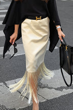 Elegant Tassel Straight Midi Skirt image 1