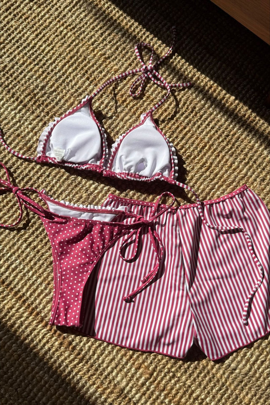 Colorblock Polka Dot Three Piece Swim Set image 11