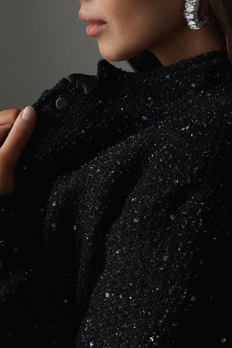 Sequin Stand Collar Pocket Jacket image 3