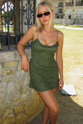 Polka Dot U-Neck Ruffle Cami Mini Dress image 1