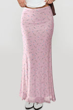 Comfortable Slim Digital Floral Print Maxi Skirt image 1