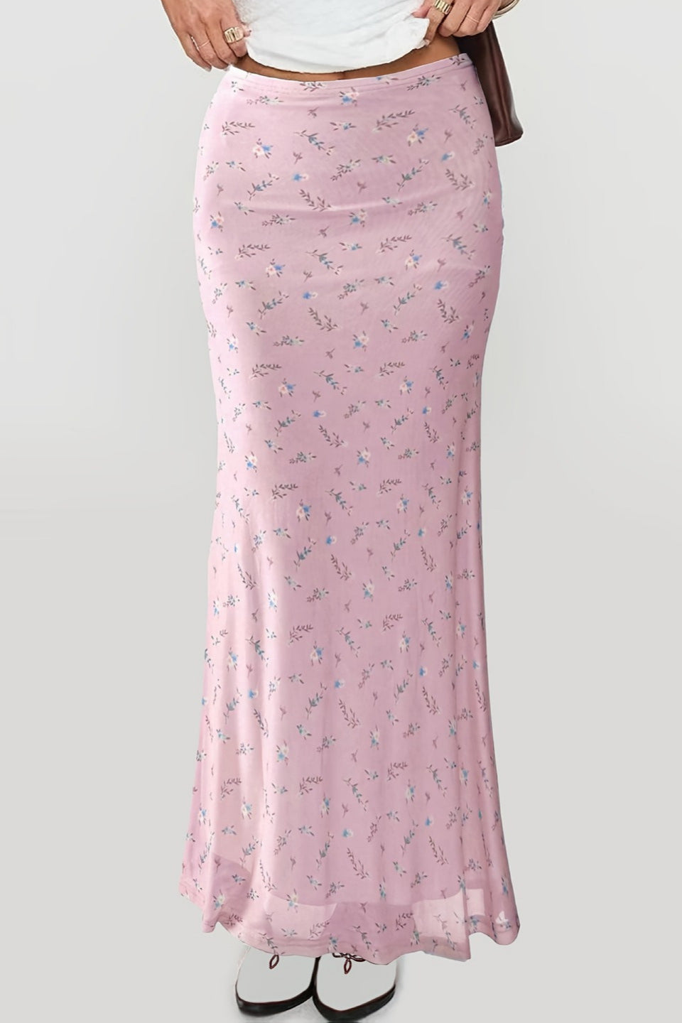 Comfortable Slim Digital Floral Print Maxi Skirt image 1