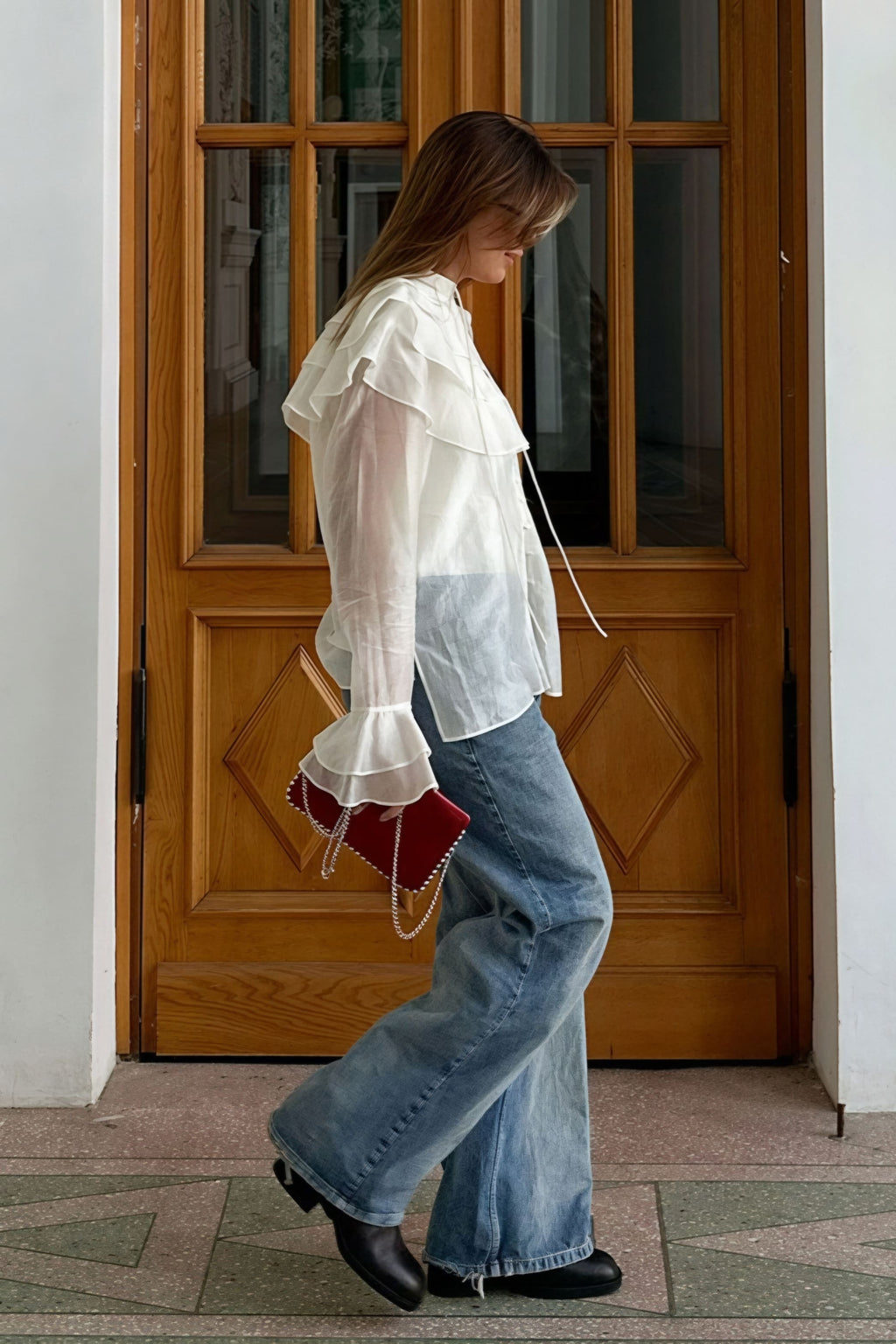 Ruffled Flare Sleeve Tencel Chiffon Blouse image 6