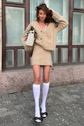 Tweed Solid Cardigan Skirt Set Chic Two Piece Set image 3