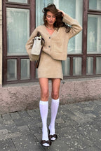 Tweed Solid Cardigan Skirt Set Chic Two Piece Set image 3
