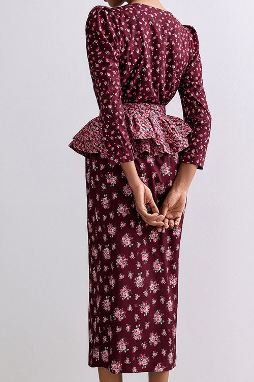 Square Neck Digital Print Ruffled Belt Floral Dress image 6