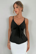 Sexy Minimal Solid Tie Slim Cami Top image 1