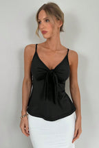 Sexy Minimal Solid Tie Slim Cami Top image 1