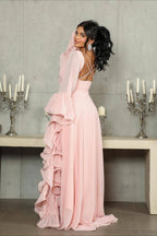 Ruffle Flared Sleeve Tulle Puff Tiered Maxi Dress image 4