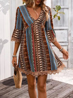 Adeline Lace V-Neck Dress detail view styled for Avrienne