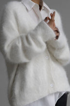 Faux Fur Blend V-Neck Cardigan image 4