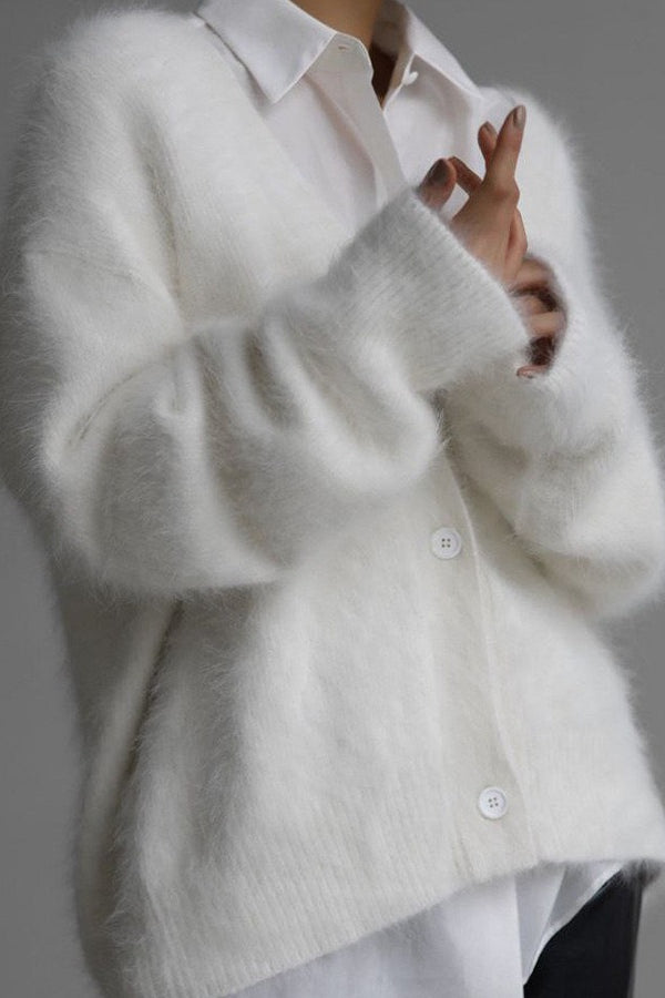 Faux Fur Blend V-Neck Cardigan image 4