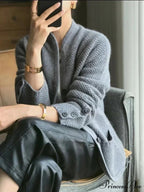 High-end Cashmere Wool Long Sleeve Half Collar Cardigan image 4