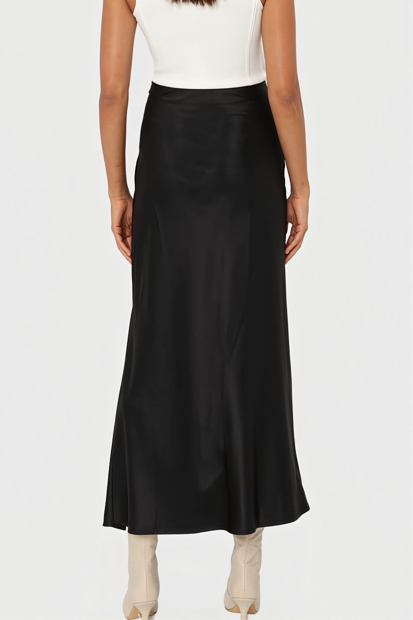 Elegant Satin Slit Bodycon Maxi Skirt image 9