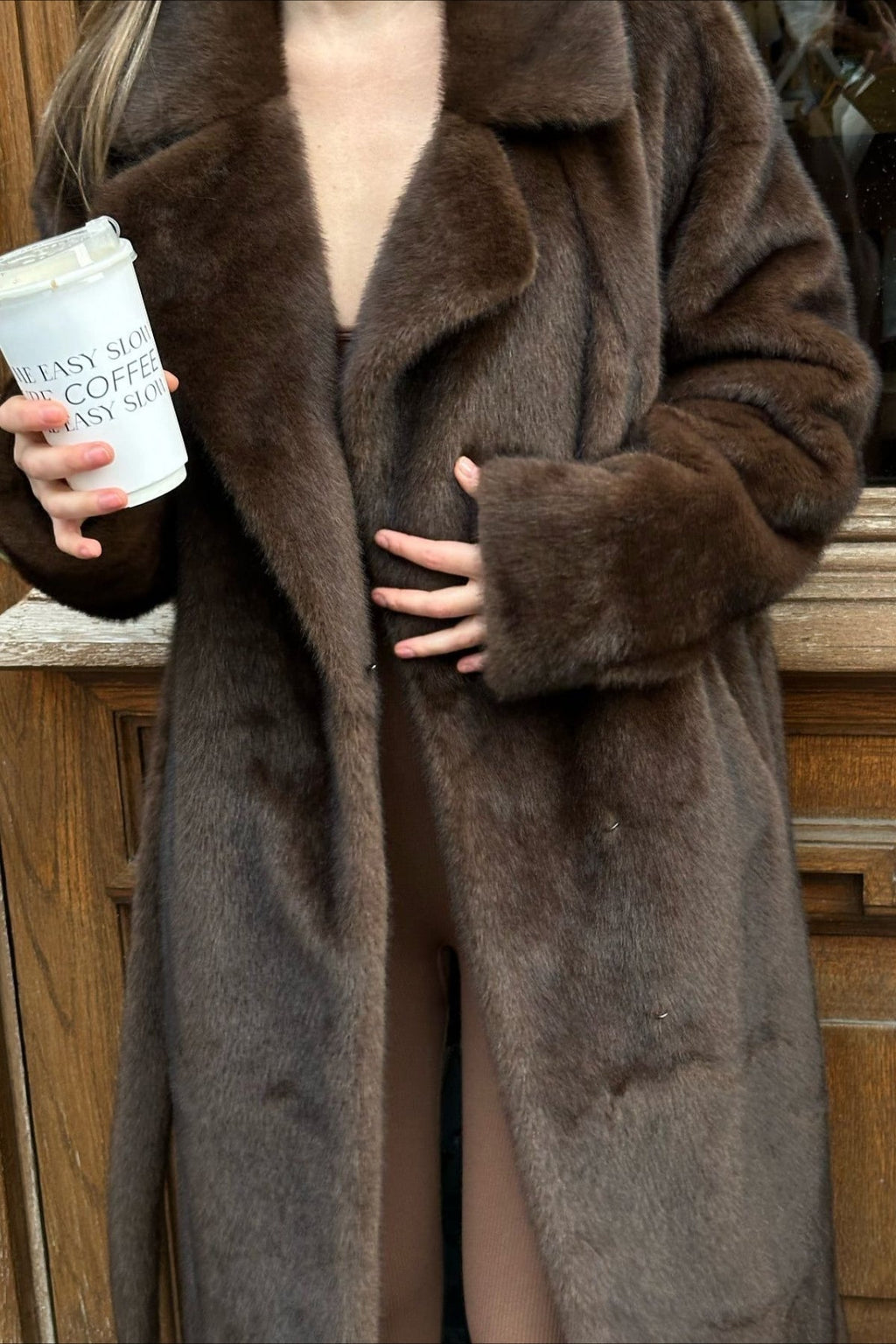 Belted Longline Faux Fur Insulated Overcoat image 6