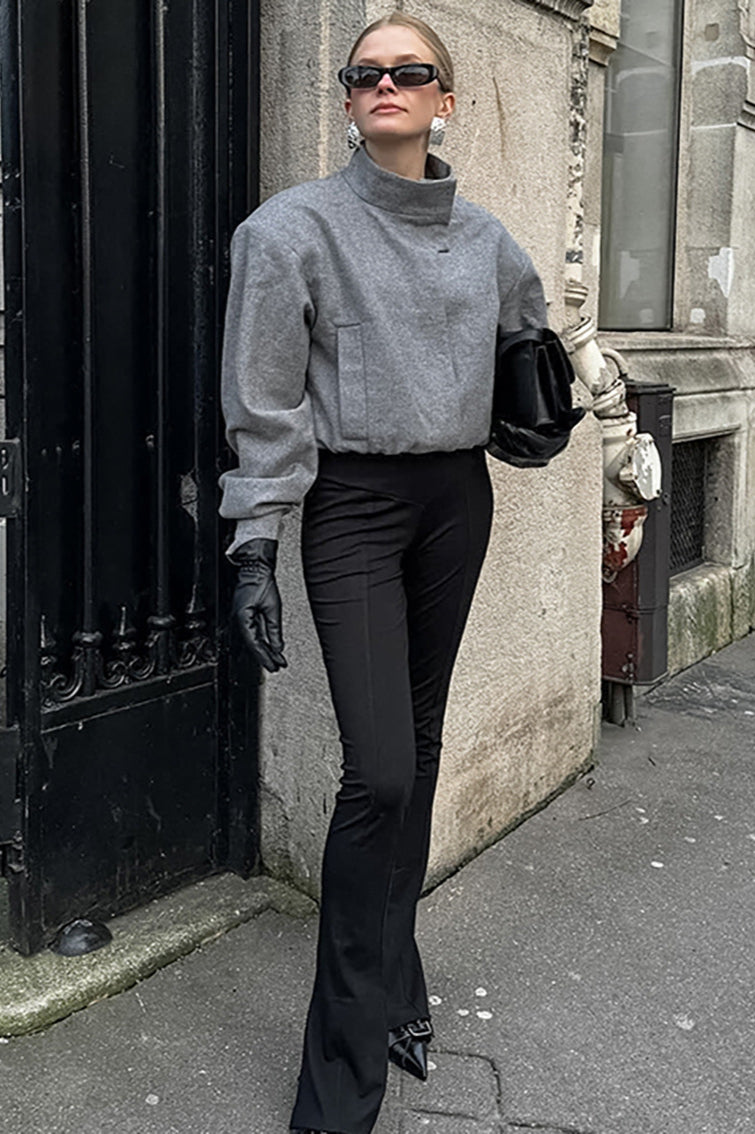 Trendy Grey Wool Short Coat image 4
