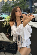 Sexy Digital Striped Halter Top Bodycon Mini Skirt Sets image 3