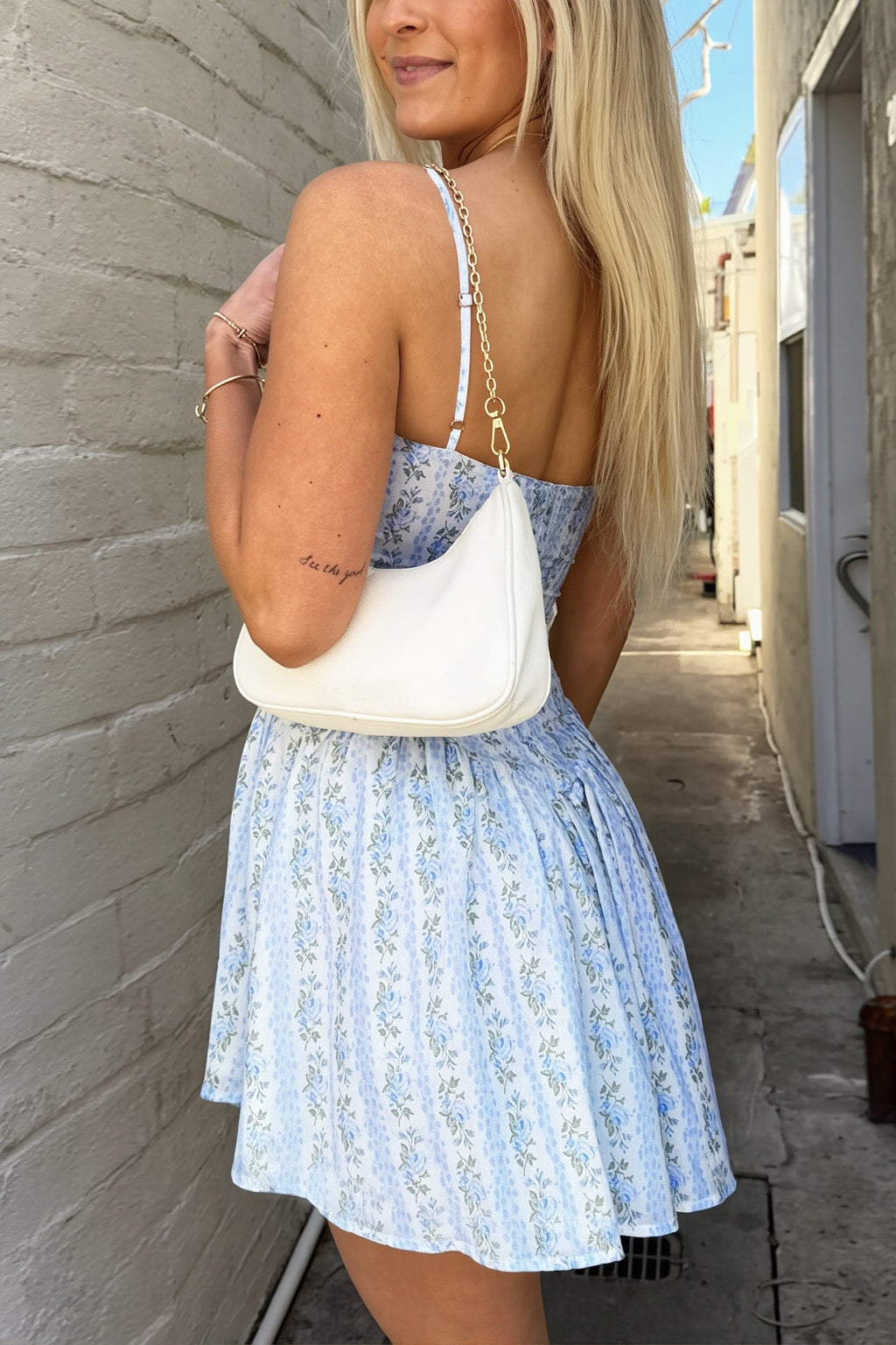 Floral Spaghetti Strap Puff Mini Dress image 4