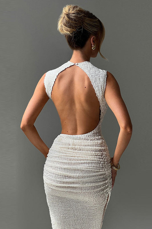 Textured Backless Bodycon Maxi Dress image 2