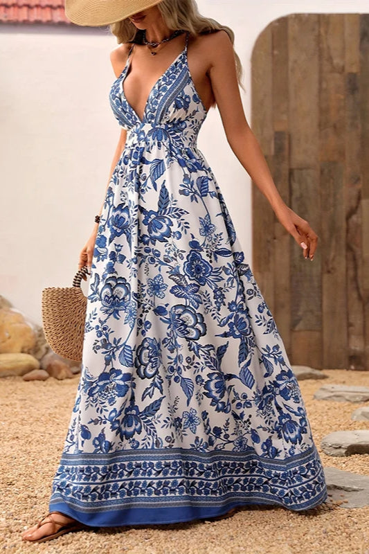 Hawaiian V-neck Short Sleeve Floral Dress image 4
