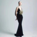 3D Floral Backless Satin Prom Dress image 1