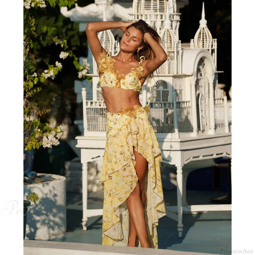 3D Floral Push up Skirt Two Piece Set image 2