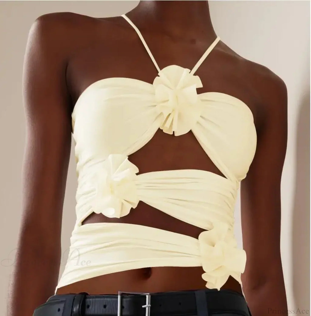 3D Floral Strap Halter Bodycon Crop Top image 6