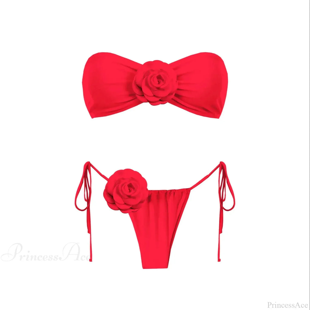 3D Flower Bandage Bikini Set image 3