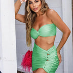 3D Flower Fringed Skirt Three Piece Swimsuit image 3