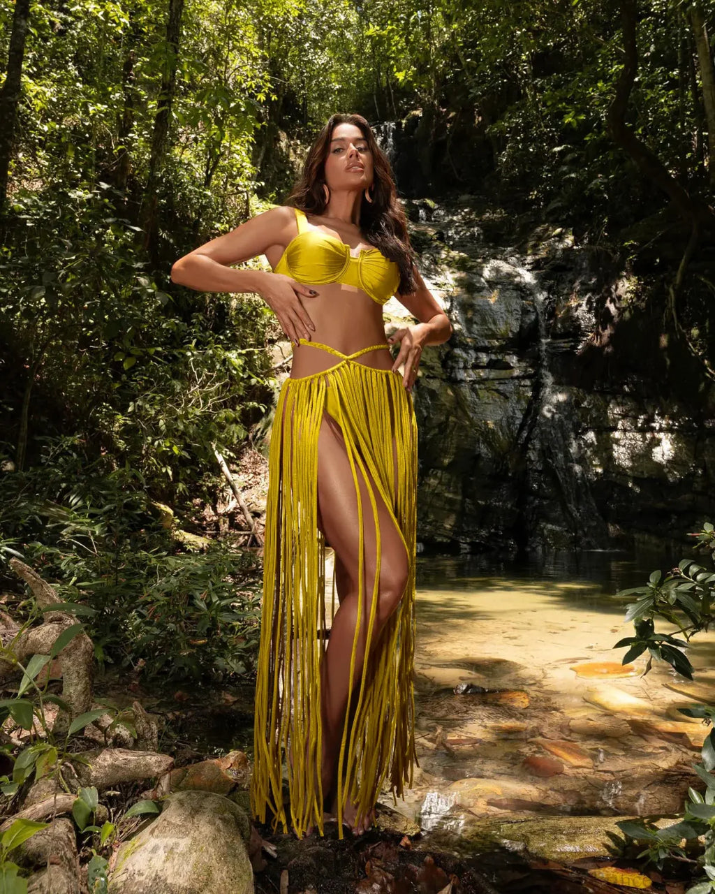 3D Flower Fringed Skirt Three Piece Swimsuit image 1