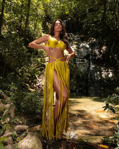 3D Flower Fringed Skirt Three Piece Swimsuit image 1