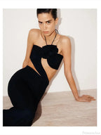 3D Flower Hollow Black Bodycon Party Dress image 3