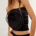 3D Flower Strapless Mesh Bandeau Crop Top Summer Streetwear image 3