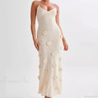 3D Flower V-neck Backless Lace-Up Maxi Floral Dress image 10