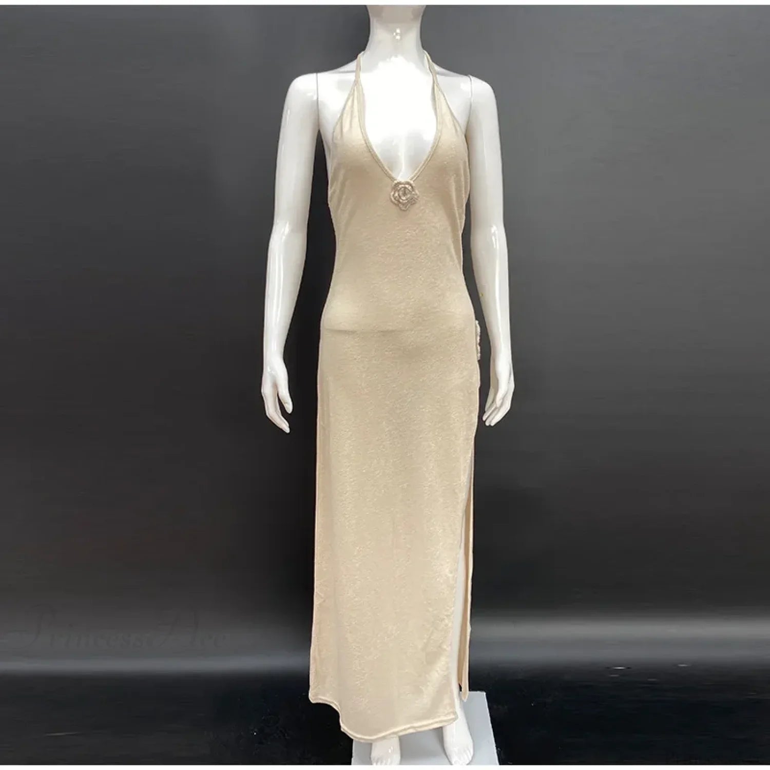 3D Flower V-neck Backless Lace-Up Maxi Floral Dress image 8