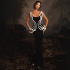 3D Pearl Strapless Bandage Prom Dress image 1