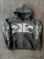 3D Print Vintage  Long Sleeve Zip Hoodie image 3