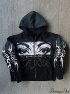 3D Print Vintage  Long Sleeve Zip Hoodie image 1