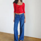 3D Rosette Front Hollow Out Vintage Half Sleeve Elegant Lady Slim Fit Y2K Crop Top image 3