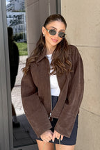 Loose Fit Brown Suede Jacket image 2