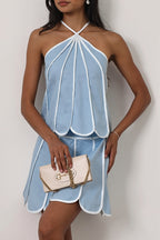 Sexy Halter Backless Sleeveless Top Bodycon Skirt Sets image 3