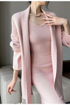 Ribbed High-End Knit Cardigan Tank Wide-Leg Pants Three Piece Set image 8