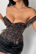 Sequin Leopard Square Neck Boned Cami Top image 1